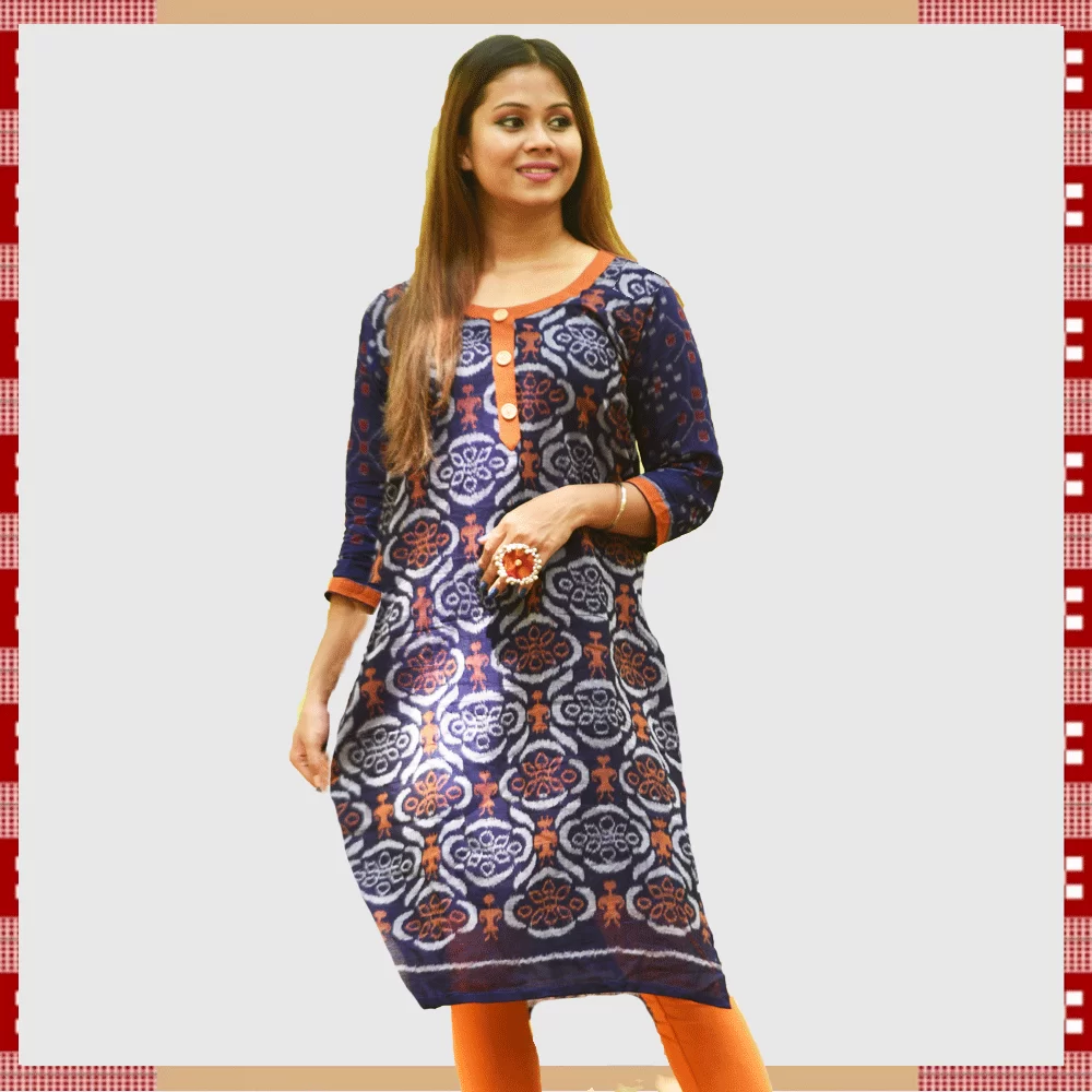 Sambalpuri Red and blue kurti | Red kurti design, Kurta designs, Latest kurta  designs