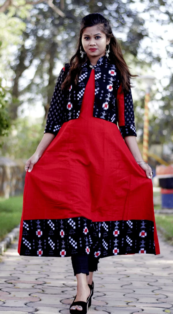 Panghat Collection Designer Slub Cotton Fully Stitched A-Line Kurti & Pant  For Women