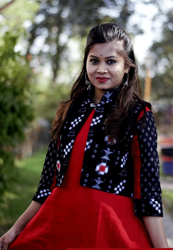 Black and white colour sambalpuri kurti - odikala