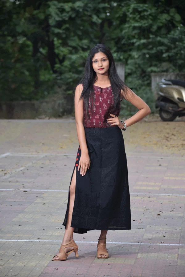 Sambalpuri Designer Brown Black Teracotta Dress