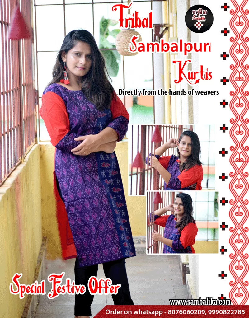 101498 Sambalpuri Handloom Long Kurti - 40, Dhoti style kurti, Floor length  Kurti, लॉन्ग कुर्ती - Priya Fashion, Balangir | ID: 2852572483833