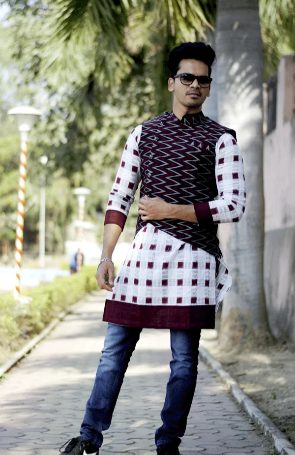 Long kurta with short jacket shop